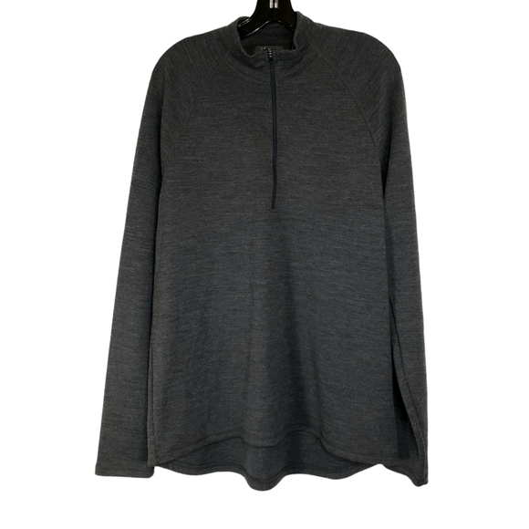 Ibex Mock Neck Wool Quarter Zip Up Pullover Gray Size XL